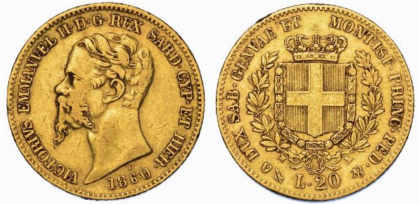 REGNO DI SARDEGNA. VITTORIO EMANUELE II DI SAVOIA, 1849-1861. 20 Lire 1860. Genova.  - Asta Numismatica - Associazione Nazionale - Case d'Asta italiane