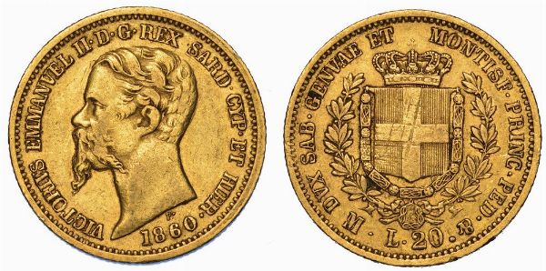 REGNO DI SARDEGNA. VITTORIO EMANUELE II DI SAVOIA, 1849-1861. 20 Lire 1860. Milano.  - Asta Numismatica - Associazione Nazionale - Case d'Asta italiane