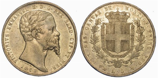 REGNO DI SARDEGNA. VITTORIO EMANUELE II DI SAVOIA, 1849-1861. 5 Lire 1852. Genova  - Asta Numismatica - Associazione Nazionale - Case d'Asta italiane