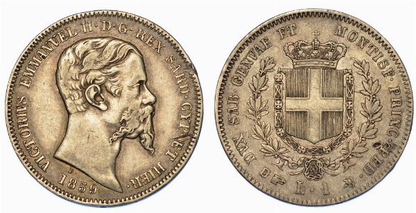 REGNO DI SARDEGNA. VITTORIO EMANUELE II DI SAVOIA, 1849-1861. Lira 1859. Torino.  - Asta Numismatica - Associazione Nazionale - Case d'Asta italiane