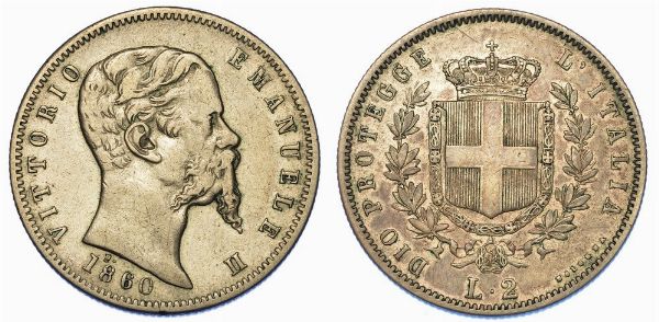 RE ELETTO. VITTORIO EMANUELE II DI SAVOIA, 1859-1861. 2 lire 1860. Bologna.  - Asta Numismatica - Associazione Nazionale - Case d'Asta italiane