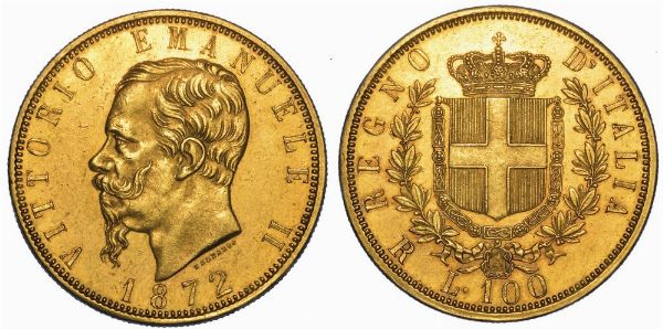 REGNO D'ITALIA. VITTORIO EMANUELE II DI SAVOIA, 1861-1878. 100 Lire 1872. Roma.  - Asta Numismatica - Associazione Nazionale - Case d'Asta italiane