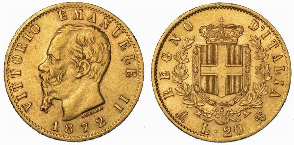 REGNO D'ITALIA. VITTORIO EMANUELE II DI SAVOIA, 1861-1878. 20 Lire 1872. Milano.  - Asta Numismatica - Associazione Nazionale - Case d'Asta italiane