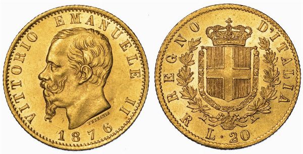 REGNO D'ITALIA. VITTORIO EMANUELE II DI SAVOIA, 1861-1878. 20 Lire 1876. Roma.  - Asta Numismatica - Associazione Nazionale - Case d'Asta italiane