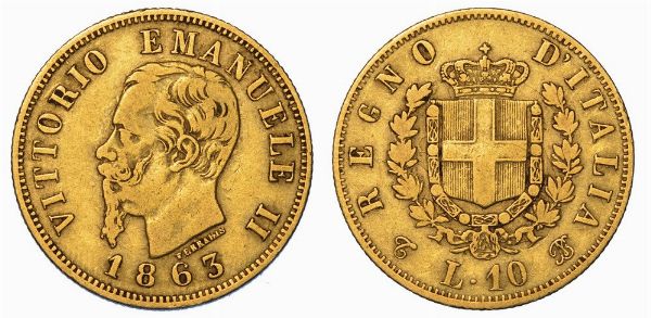 REGNO D'ITALIA. VITTORIO EMANUELE II DI SAVOIA, 1861-1878. 10 Lire 1863. Torino.  - Asta Numismatica - Associazione Nazionale - Case d'Asta italiane