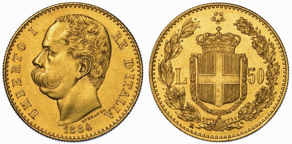 REGNO D'ITALIA. UMBERTO I DI SAVOIA, 1878-1900. 50 Lire 1884.  - Asta Numismatica - Associazione Nazionale - Case d'Asta italiane