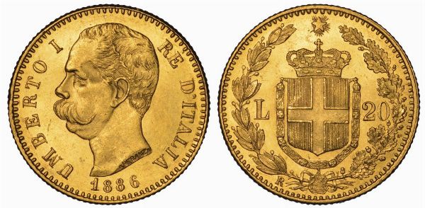 REGNO D'ITALIA. UMBERTO I DI SAVOIA, 1878-1900. 20 Lire 1886.  - Asta Numismatica - Associazione Nazionale - Case d'Asta italiane