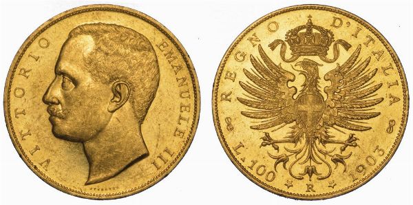 REGNO D'ITALIA. VITTORIO EMANUELE III DI SAVOIA, 1900-1946. 100 Lire 1903. Aquila Sabauda.  - Asta Numismatica - Associazione Nazionale - Case d'Asta italiane