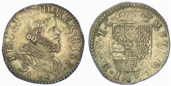 MILANO. FILIPPO III D'ASBURGO, 1598-1621. Denaro da 5 soldi 1604.  - Asta Numismatica - Associazione Nazionale - Case d'Asta italiane
