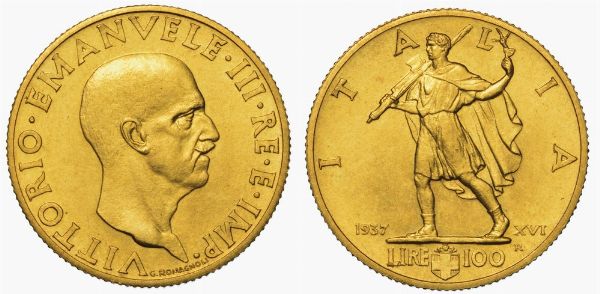 REGNO D'ITALIA. VITTORIO EMANUELE III DI SAVOIA, 1900-1946. 100 Lire 1937/A. XVI. Littore.  - Asta Numismatica - Associazione Nazionale - Case d'Asta italiane