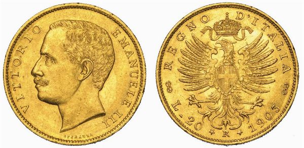 REGNO D'ITALIA. VITTORIO EMANUELE III DI SAVOIA, 1900-1946. 20 Lire 1903. Aquila.  - Asta Numismatica - Associazione Nazionale - Case d'Asta italiane