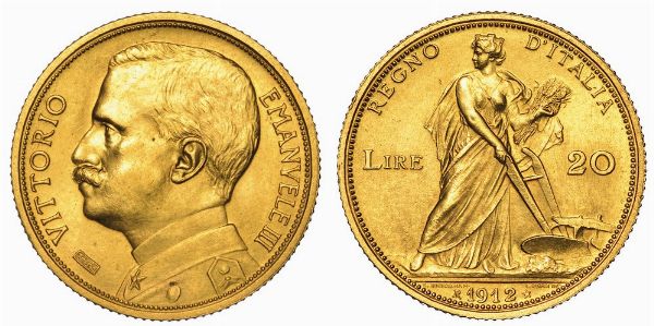 REGNO D'ITALIA. VITTORIO EMANUELE III DI SAVOIA, 1900-1946. 20 Lire 1912. Aratrice.  - Asta Numismatica - Associazione Nazionale - Case d'Asta italiane