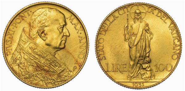 VATICANO. PIO XI, 1922-1939. 100 Lire 1931/A. X.  - Asta Numismatica - Associazione Nazionale - Case d'Asta italiane