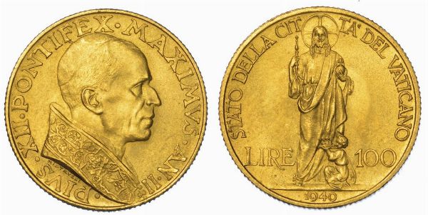 VATICANO. PIO XII, 1939-1958. 100 Lire 1940/A. II.  - Asta Numismatica - Associazione Nazionale - Case d'Asta italiane