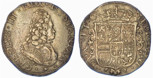 MILANO. CARLO III (poi VI), 1706-1711 (I periodo: Re di Spagna e Duca di Milano). Filippo o Carlo 1707.  - Asta Numismatica - Associazione Nazionale - Case d'Asta italiane