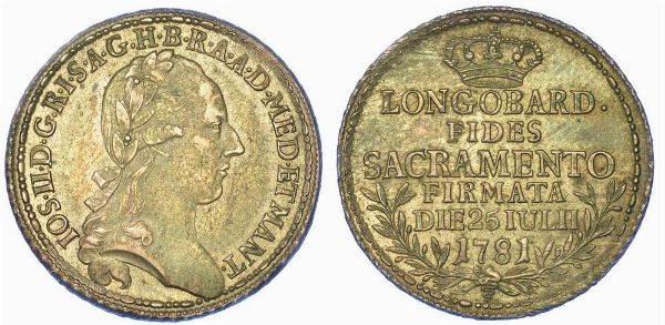 MILANO. GIUSEPPE II D'ASBURGO-LORENA, 1780-1790. Lira del giuramento 1781.  - Asta Numismatica - Associazione Nazionale - Case d'Asta italiane