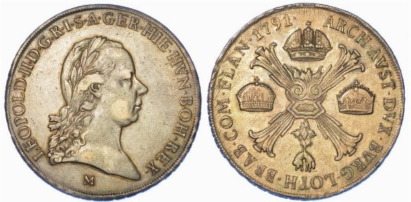 MILANO. LEOPOLDO II D'ASBURGO-LORENA, 1790-1792. Scudo delle Corone 1791.  - Asta Numismatica - Associazione Nazionale - Case d'Asta italiane