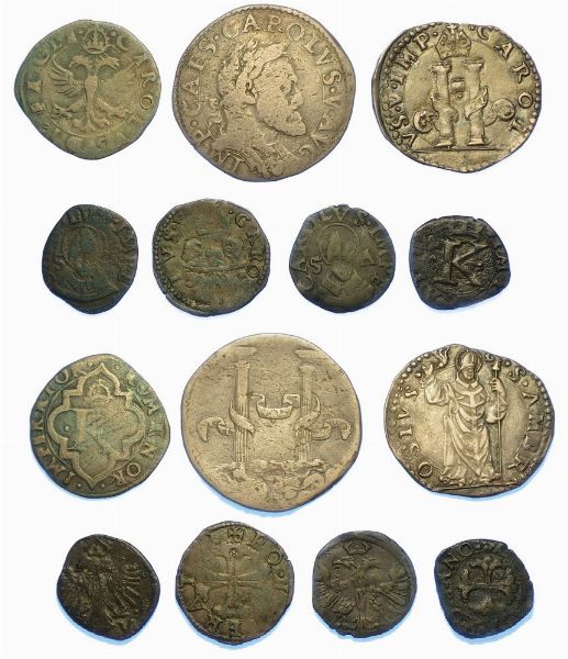 MILANO - CARLO V D'ASBURGO, 1535-1556. Lotto di sette monete.  - Asta Numismatica - Associazione Nazionale - Case d'Asta italiane