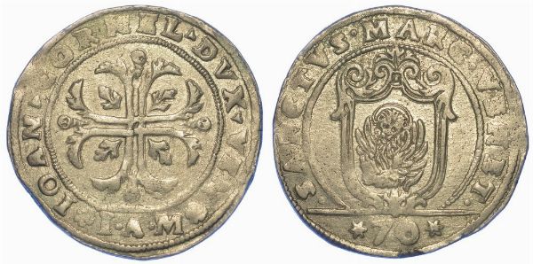 VENEZIA. GIOVANNI I CORNER, 1625-1629. Mezzo scudo della croce da 70 soldi.  - Asta Numismatica - Associazione Nazionale - Case d'Asta italiane