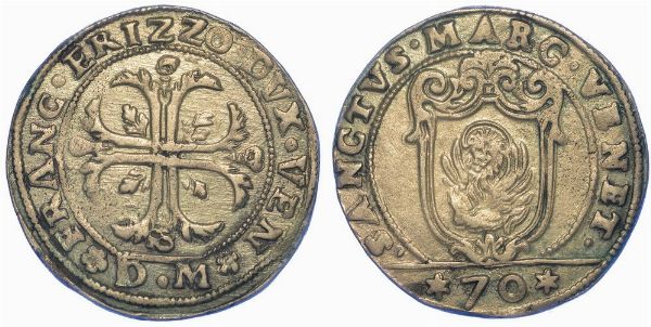 VENEZIA. FRANCESCO ERIZZO, 1631-1646. Mezzo scudo della croce da 70 soldi.  - Asta Numismatica - Associazione Nazionale - Case d'Asta italiane