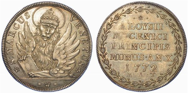 VENEZIA. ALVISE IV MOCENIGO, 1763-1778. Osella in argento 1772 A. X.  - Asta Numismatica - Associazione Nazionale - Case d'Asta italiane