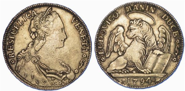 VENEZIA. LUDOVICO MANIN, 1789-1797. Tallero per il Levante 1794.  - Asta Numismatica - Associazione Nazionale - Case d'Asta italiane