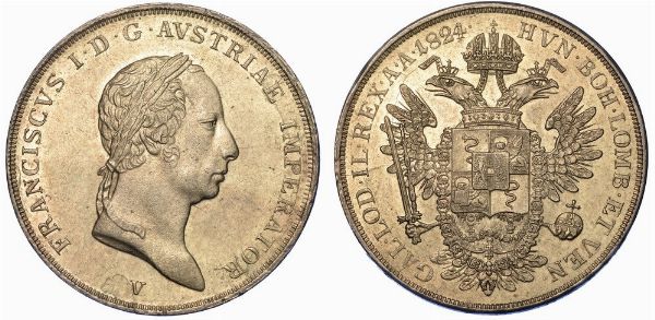 VENEZIA. FRANCESCO I D'ASBURGO-LORENA, 1815-1835. Mezzo scudo nuovo da 3 Lire 1824.  - Asta Numismatica - Associazione Nazionale - Case d'Asta italiane