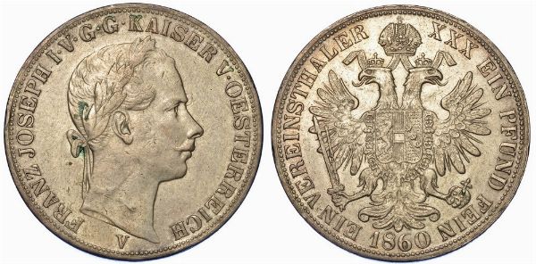 VENEZIA. FRANCESCO GIUSEPPE I D'ASBURGO-LORENA, 1848-1866. Tallero della lega 1860.  - Asta Numismatica - Associazione Nazionale - Case d'Asta italiane