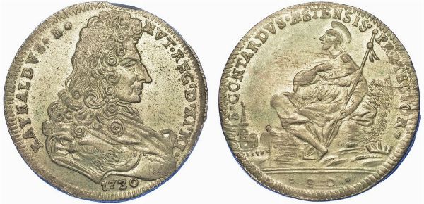 MODENA. RINALDO D'ESTE, 1694-1737. Mezzo Ducato 1730.  - Asta Numismatica - Associazione Nazionale - Case d'Asta italiane