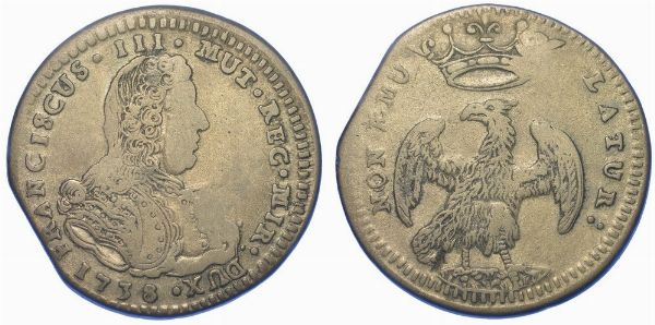 MODENA. FRANCESCO III D'ESTE, 1737-1780. 2 Lire o quarantana 1738.  - Asta Numismatica - Associazione Nazionale - Case d'Asta italiane