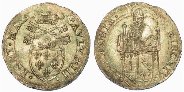 BOLOGNA. PAOLO III, 1534-1549. Carlino o Mezzo Paolo.  - Asta Numismatica - Associazione Nazionale - Case d'Asta italiane