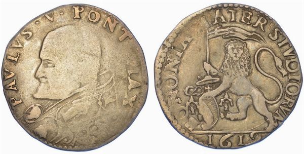 BOLOGNA. PAOLO V, 1605-1621. Bianco o mezza lira 1619.  - Asta Numismatica - Associazione Nazionale - Case d'Asta italiane