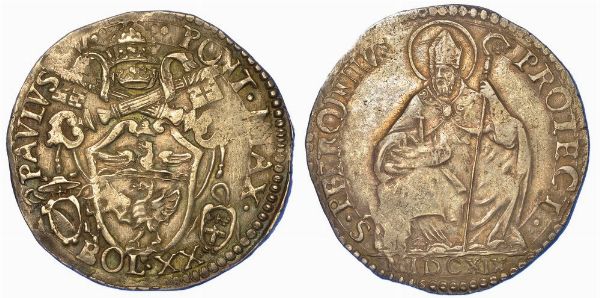 BOLOGNA. PAOLO V, 1605-1621. Lira 1619.  - Asta Numismatica - Associazione Nazionale - Case d'Asta italiane