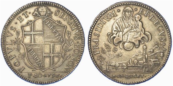 BOLOGNA. GOVERNO POPOLARE, 1796-1797. Scudo da 10 Paoli 1796 (II tipo).  - Asta Numismatica - Associazione Nazionale - Case d'Asta italiane