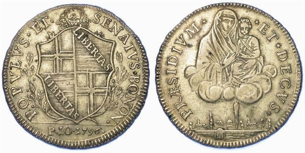 BOLOGNA. GOVERNO POPOLARE, 1796-1797. Scudo da 10 Paoli 1796 (III tipo).  - Asta Numismatica - Associazione Nazionale - Case d'Asta italiane