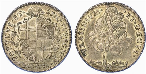 BOLOGNA. GOVERNO POPOLARE, 1796-1797. Scudo da 10 Paoli 1796 (III tipo).  - Asta Numismatica - Associazione Nazionale - Case d'Asta italiane