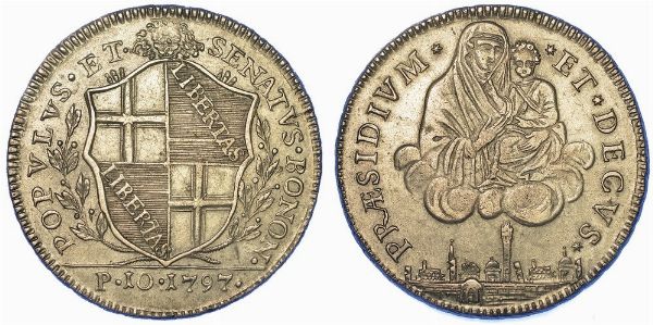 BOLOGNA. GOVERNO POPOLARE, 1796-1797. Scudo da 10 Paoli 1797 (III tipo).  - Asta Numismatica - Associazione Nazionale - Case d'Asta italiane