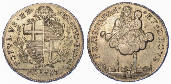 BOLOGNA. GOVERNO POPOLARE, 1796-1797. Mezzo scudo da 5 Paoli 1797 (I tipo).  - Asta Numismatica - Associazione Nazionale - Case d'Asta italiane