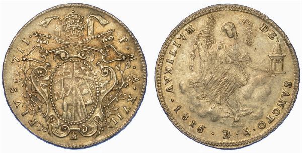 BOLOGNA. PIO VII, 1800-1823. Doppio giulio 1816/A. XVII.  - Asta Numismatica - Associazione Nazionale - Case d'Asta italiane