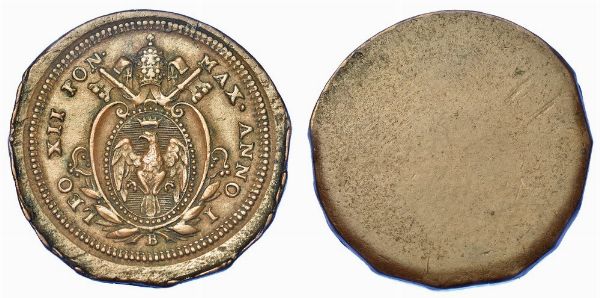 BOLOGNA. LEONE XII 1823-1829. Prova del quattrino romano A. I.  - Asta Numismatica - Associazione Nazionale - Case d'Asta italiane