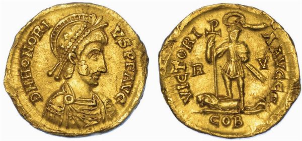 RAVENNA. ONORIO, 393-423. Solido.  - Asta Numismatica - Associazione Nazionale - Case d'Asta italiane