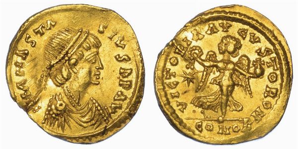 RAVENNA (o ROMA). OSTROGOTI. TEODORICO, 489-526. Tremisse a nome di Anastasio I.  - Asta Numismatica - Associazione Nazionale - Case d'Asta italiane