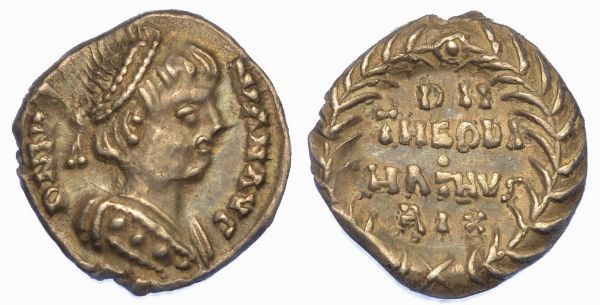 RAVENNA. OSTROGOTI. TEODATO, 534-536. Quarto di siliqua a nome di Giustiniano.  - Asta Numismatica - Associazione Nazionale - Case d'Asta italiane