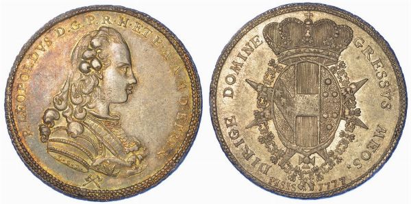 FIRENZE. PIETRO LEOPOLDO DI LORENA , 1765-1790. Mezzo Francescone 1777 (I serie - capelli sciolti).  - Asta Numismatica - Associazione Nazionale - Case d'Asta italiane