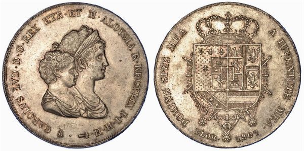 FIRENZE. CARLO LUDOVICO DI BORBONE, 1803-1807. Dena 1807.  - Asta Numismatica - Associazione Nazionale - Case d'Asta italiane