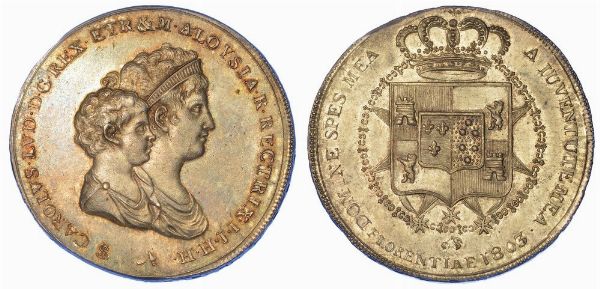 FIRENZE. CARLO LUDOVICO DI BORBONE, 1803-1807. Mezza Dena 1803.  - Asta Numismatica - Associazione Nazionale - Case d'Asta italiane