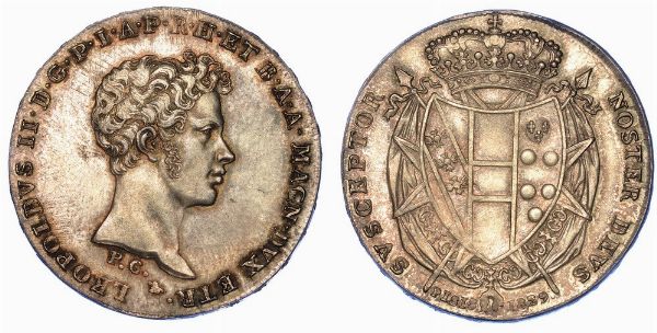 FIRENZE. LEOPOLDO II DI LORENA, 1824-1859. Mezzo francescone da 5 paoli 1829.  - Asta Numismatica - Associazione Nazionale - Case d'Asta italiane