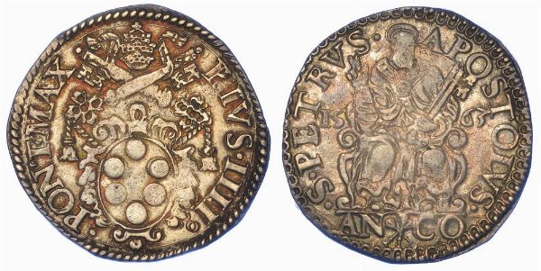 ANCONA. PIO IV, 1559-1565. Testone 1563.  - Asta Numismatica - Associazione Nazionale - Case d'Asta italiane