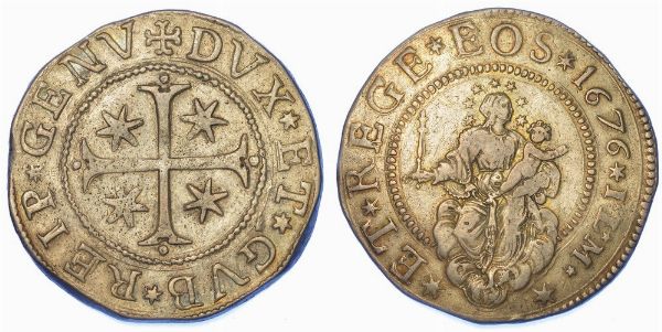 GENOVA. DOGI BIENNALI, 1528-1797. SERIE DELLA III FASE, 1637-1797. Scudo stretto 1676. Sigle ILM.  - Asta Numismatica - Associazione Nazionale - Case d'Asta italiane