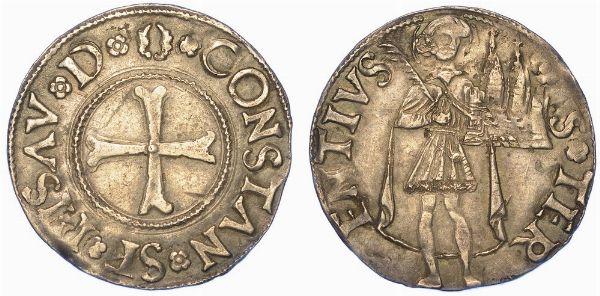 PESARO. COSTANZO SFORZA, 1473-1483. Terzo di Grosso Agontano.  - Asta Numismatica - Associazione Nazionale - Case d'Asta italiane